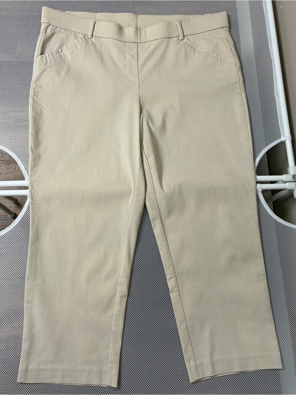 Rafaella Comfort Tan Khaki Crop Dress Pants Plus Sz 16 Straight Leg Stretch EUC - Picture 2 of 14